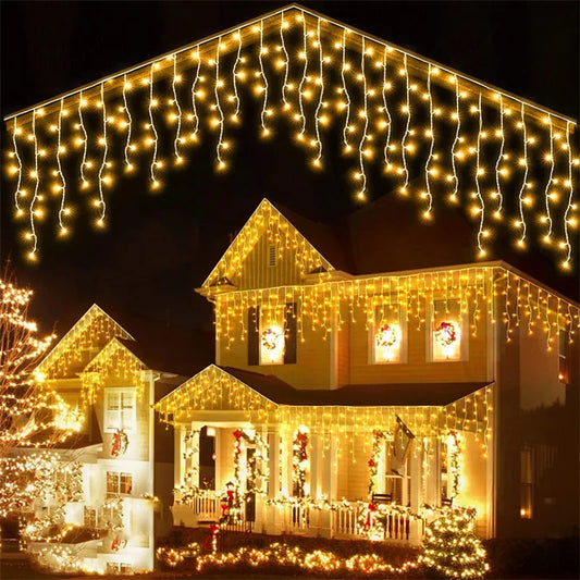 Christmas Lights Waterfall Outdoor Decoration 5M Droop 0.4-0.6m Led Lights Curta