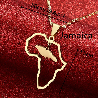 Africa Map Pendant Necklaces Heart African of Maps Jewelry Charms Gold Color Heart Map
