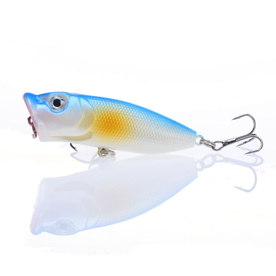 Hot 1pcs Fishing Lures 6.5cm/12g Topwater Popper Bait 5 Color Hard Bait Artificial Wobblers Plastic Fishing Tackle With 6# Hooks