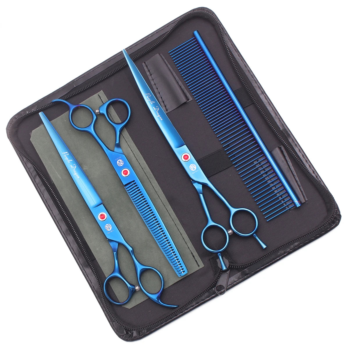 Purple Dragon 8" Stainless Dog Scissors Kit Straight Shears Thinning Shears Curved Shears Pet Scissors Grooming Scissors Z3005