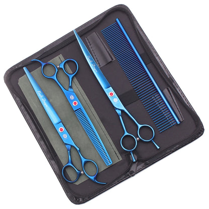 Purple Dragon 8" Stainless Dog Scissors Kit Straight Shears Thinning Shears Curved Shears Pet Scissors Grooming Scissors Z3005