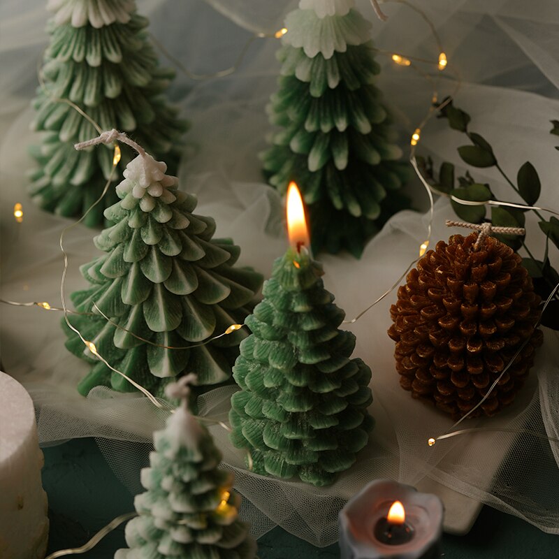 Christmas Candle Mold Christmas Tree Pine Cone Snow Snowflake Candle Mold Soap Silicone Mold