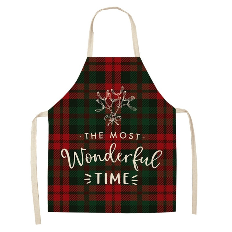 Linen Merry Christmas Apron Christmas Decorations for Home Kitchen Accessories Natal Navidad 2023 New Year Christmas