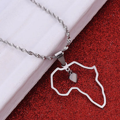 Africa Map Pendant Necklaces Heart African of Maps Jewelry Charms Gold Color Heart Map