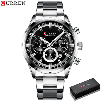CURREN New Fashion Watches With Stainless Steel Top Brand Luxury Sports Chronograph Quartz Watch Men Relogio Masculino