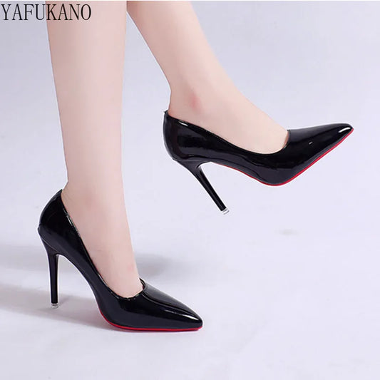 10Cm Women Pumps Elegant Thin Heel Pointed High Heels Black Work Single Shoes Dress Party Womens Shoes White Wedding Shoes