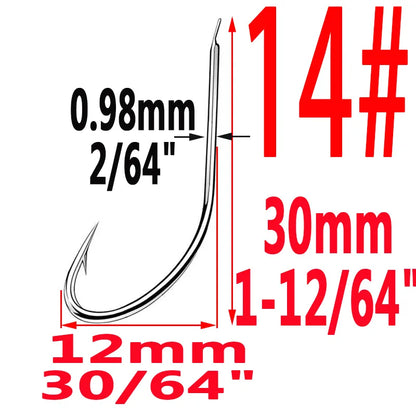 100pcs/Bag Iseama Circle Carp Eyed Fishing Hook Size 1# to 14# Ring Eye Japan High-Carbon Steel Fish Hook