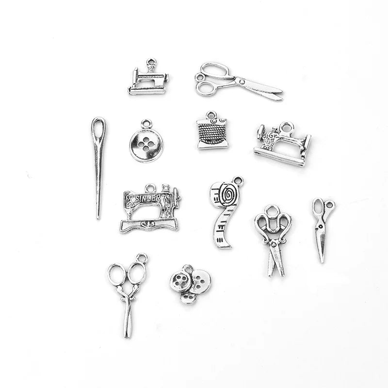 12pcs/Lot Mixed Alloy Charms Antique Silver Color Scissors Pendants Jewelry Findings for DIY Handmade Jewelry Making