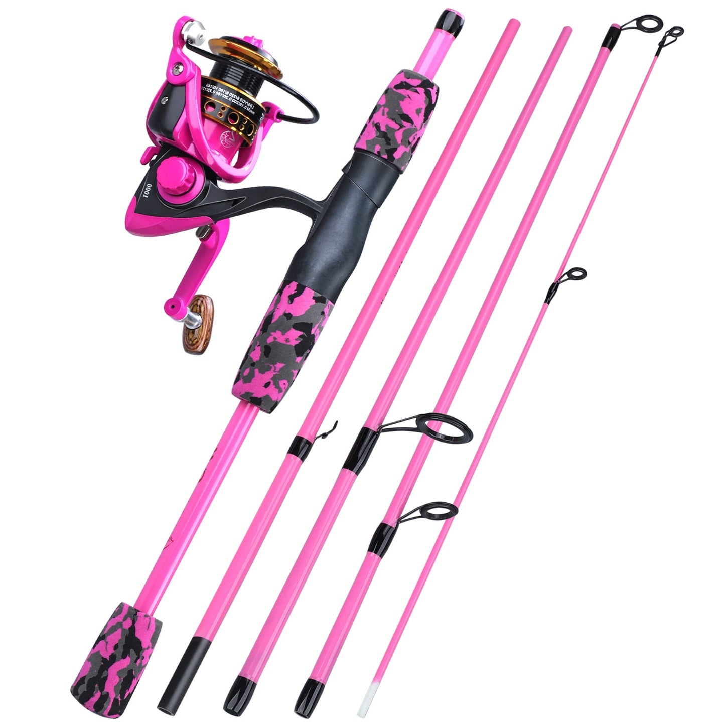 Sougayilang 1.70m Fishing Rod Combo Portable 5 Section Carbon Fiber Fishing Pole and 1000-3000 Spinning Reel Fishing Tackle Set