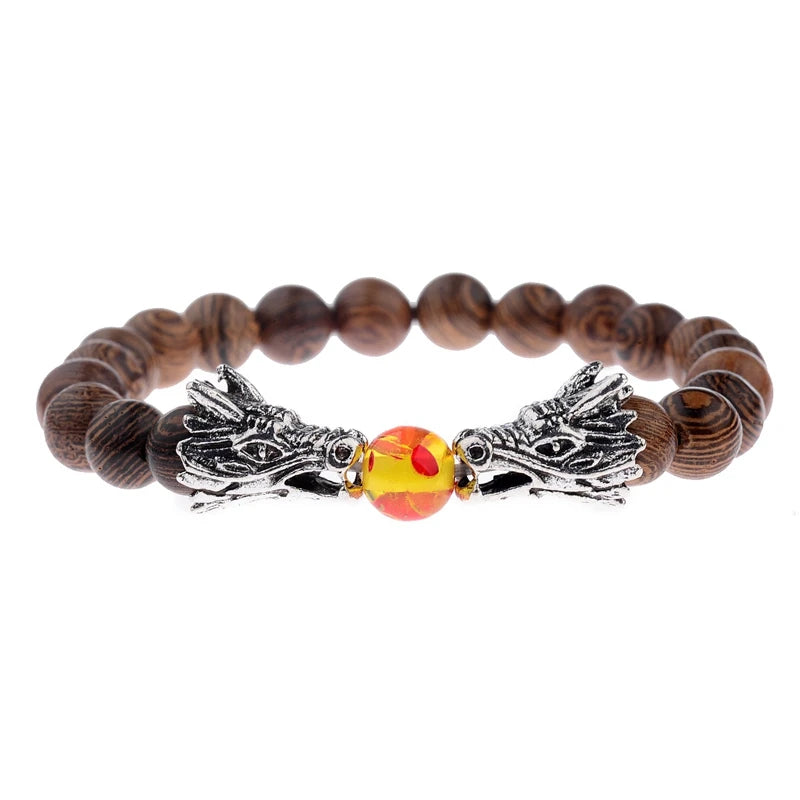 DUOVEI 2 Pcs/Set Natural Stone Beads Men's Dragon Bracelet Set Lava Stone Beaded Bracelets for Women Bileklik Pulseras Hombre