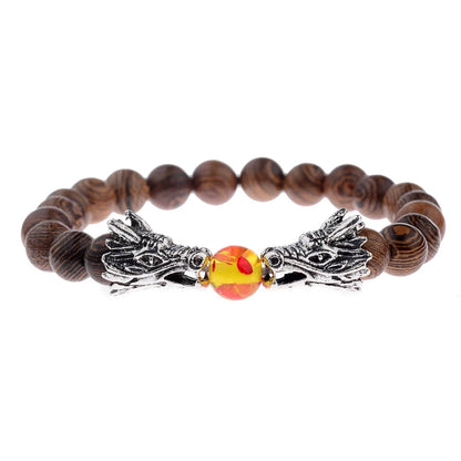 DUOVEI 2 Pcs/Set Natural Stone Beads Men's Dragon Bracelet Set Lava Stone Beaded Bracelets for Women Bileklik Pulseras Hombre
