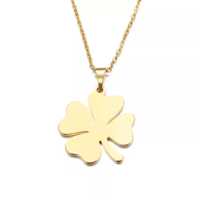 DOTIFI Stainless Steel Necklace for Women Man Lover's Clover Gold Color Pendant Necklace Engagement Jewelry