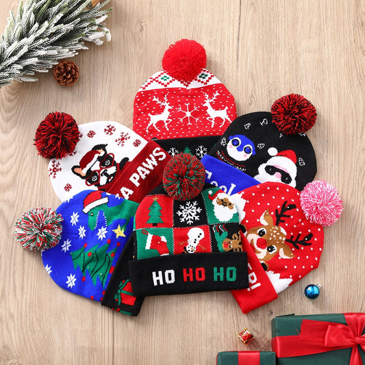 LED Christmas Hat Sweater Knitted Beanie Christmas Light Up Knitted Hat Christmas for Kids Adult Xmas 2023 New Year Decor