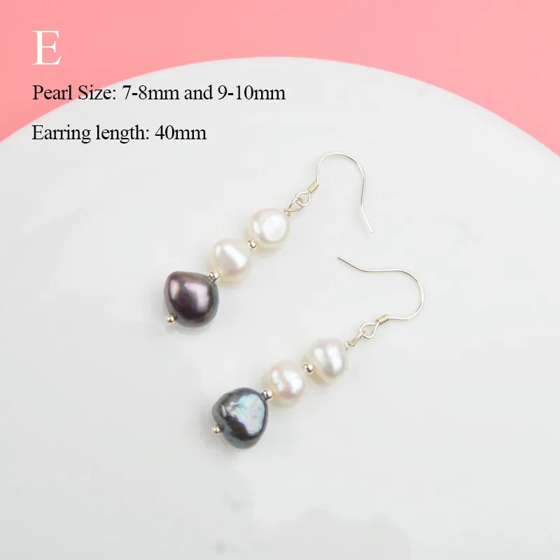 ASHIQI Natural Freshwater Pearl Earrings Real 925 Sterling Silver Long Korean Earrings for Women Big Baroque Pearl Jewelry