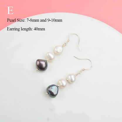 ASHIQI Natural Freshwater Pearl Earrings Real 925 Sterling Silver Long Korean Earrings for Women Big Baroque Pearl Jewelry