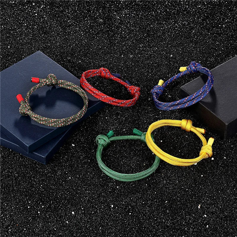 MKENDN New Arrival High Quality Braided Rope Multi-Layer Survival Bracelets Men Trendy Simple Coloful Male Braid Anklets Women