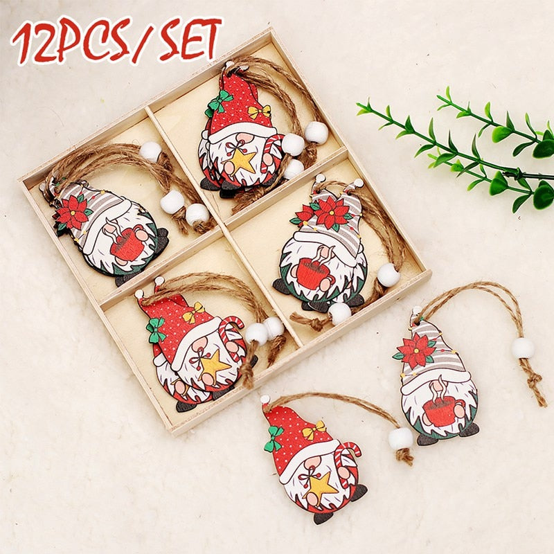 Wooden Christmas Pendant Merry Christmas Decor for Home 2023 Navidad Ornaments C