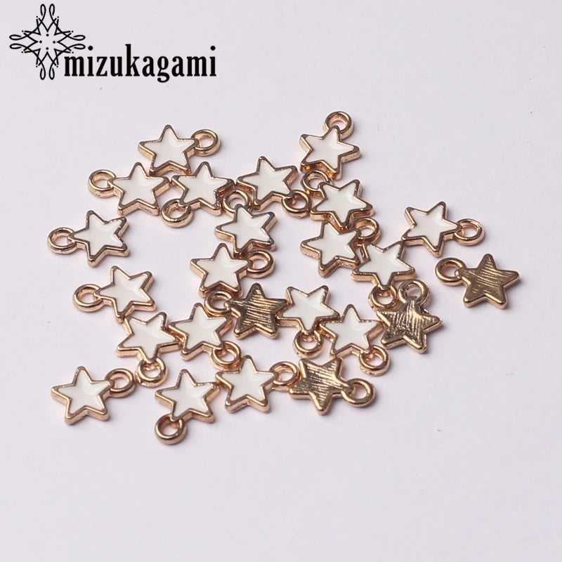 Zinc Alloy Black White Enamel Charms Mini Stars Charms 6mm 50pcs/Lot for DIY Jewelry Making Finding Accessories