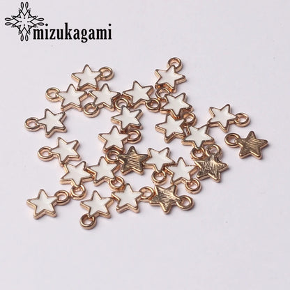 Zinc Alloy Black White Enamel Charms Mini Stars Charms 6mm 50pcs/Lot for DIY Jewelry Making Finding Accessories