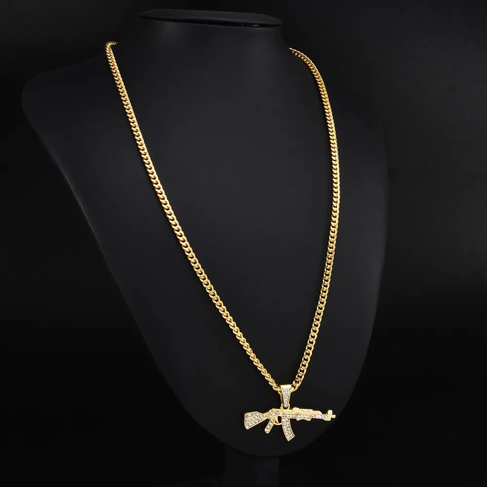 Choker Necklaces for Women 2022 Gun Cross Pendant Crystal Rhinestone Chain Necklace Women Men Punk Chains Jewelry