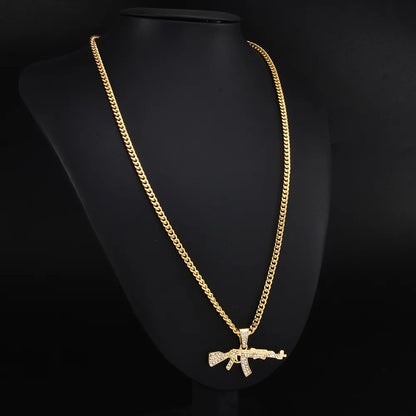 Choker Necklaces for Women 2022 Gun Cross Pendant Crystal Rhinestone Chain Necklace Women Men Punk Chains Jewelry