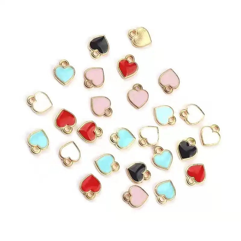 50pcs 8mm Zinc Alloy Enamel Charms Mini Sweet Heart Charms for DIY Necklaces Bracelets Jewelry Accessories