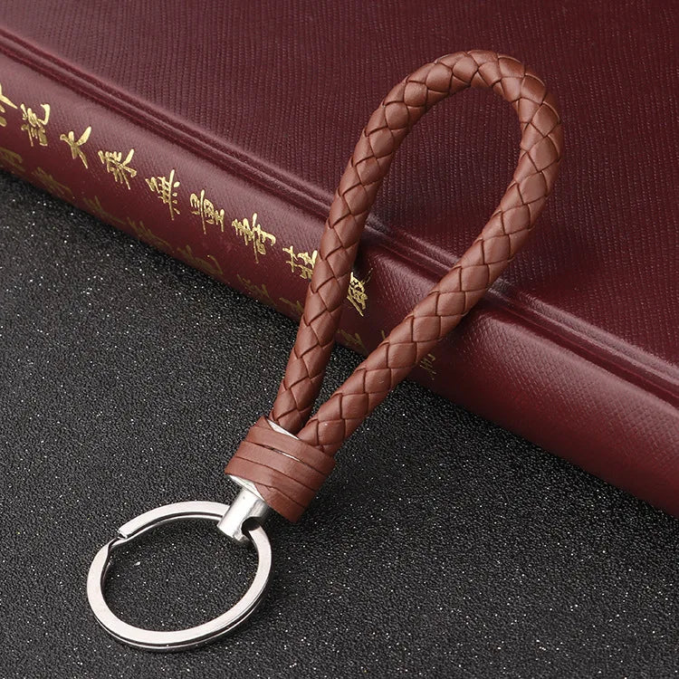 Handmade Knitted Rope Making Leather Rope Keychain for Women Men Rope for Hanging Bags Key Chain Porte Clef Chaveiro Keychains