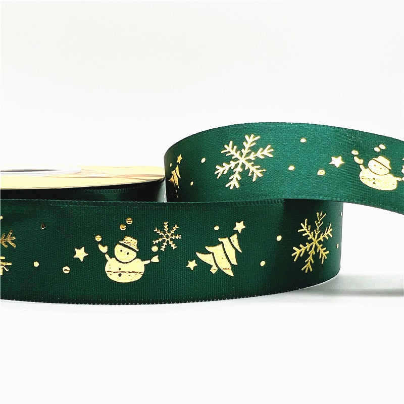 5yards 1inch 25mm Christmas Ribbon Printed Christmas Polyester Ribbon for Handmade Design Christmas Decoration DIY