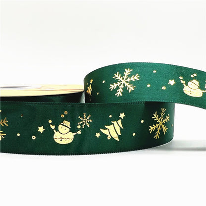 5yards 1inch 25mm Christmas Ribbon Printed Christmas Polyester Ribbon for Handmade Design Christmas Decoration DIY
