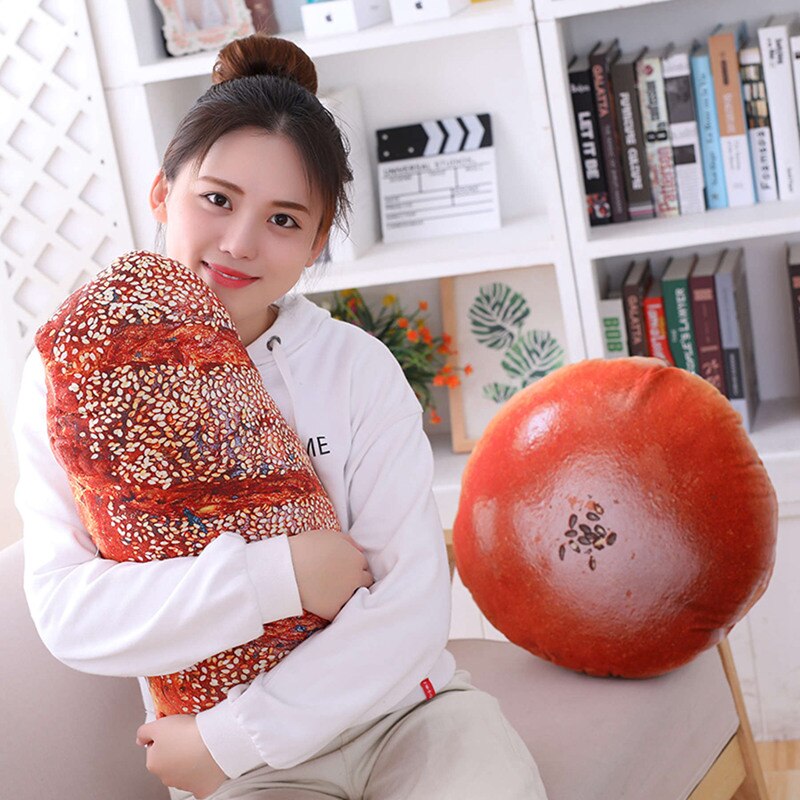 Creative Simulational Plush Bread Burger Shape Pillow Funny Food Nap Pillow and Cushion Kids Toy Birthday