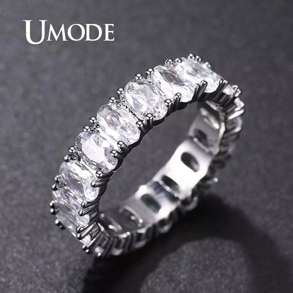 UMODE Eternity Rings for Women Luxury Wedding Bands Cubic Zirconia Femme Girls Couples Jewelry UR0580A