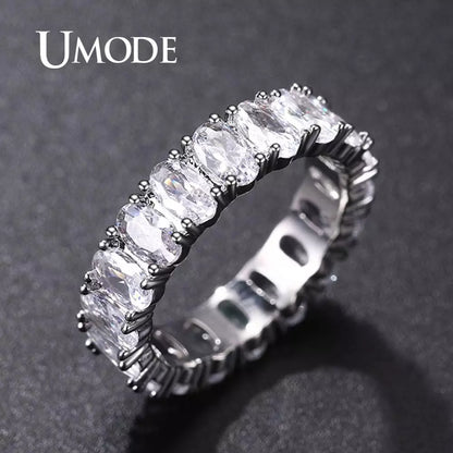 UMODE Eternity Rings for Women Luxury Wedding Bands Cubic Zirconia Femme Girls Couples Jewelry UR0580A