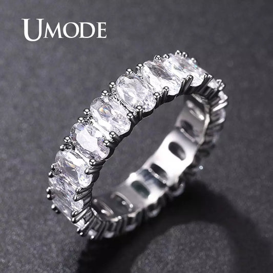 UMODE Eternity Rings for Women Luxury Wedding Bands Cubic Zirconia Femme Girls Couples Jewelry UR0580A