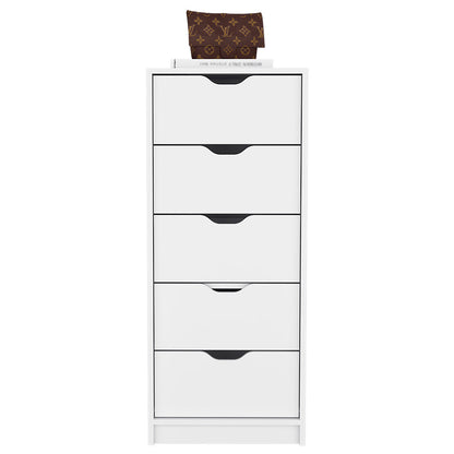Kamran Dresser, Five Drawer Narrows -White