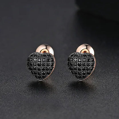 LUOTEEMI Elegant Small Hip Hop Round Stud Earrings for Women Korean Style AAA Black/White Cubic Zircon Fashion Jewelry for Men