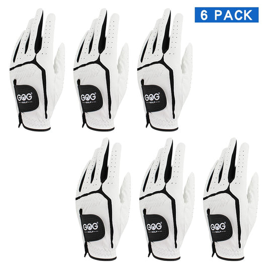 6 PCS Mens Golf Glove Sheepskin Leather