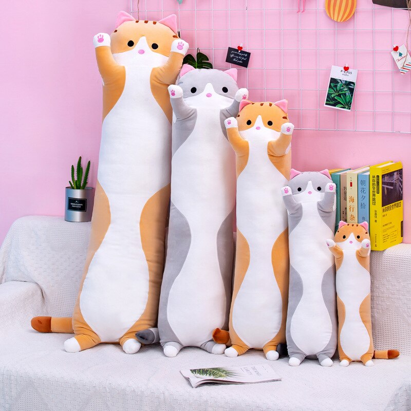 Big Animal Cat Plush Toys Cute Creative Long Soft Toys Office Lunch Break Nap Sleeping Pillow Cushion Stuffed Doll for Kids
