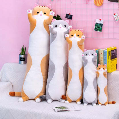 Big Animal Cat Plush Toys Cute Creative Long Soft Toys Office Lunch Break Nap Sleeping Pillow Cushion Stuffed Doll for Kids
