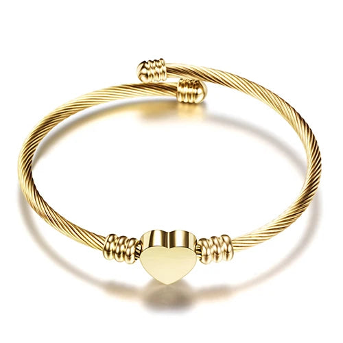 Unisex Elastic Cable Wire Bangle Stainless Steel Bracelet Screw With Removable End Plug Twisted Cuff Charm Beads Fit DIY Jewelry