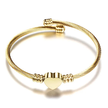 Unisex Elastic Cable Wire Bangle Stainless Steel Bracelet Screw With Removable End Plug Twisted Cuff Charm Beads Fit DIY Jewelry