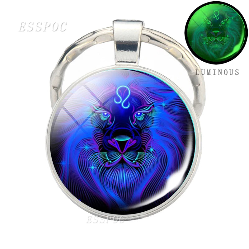 Luminous 12 Zodiac Signs Keychain Constellation Key Chain Leo Libra Virgo Sagittarius Zodiac Jewelry Birthday
