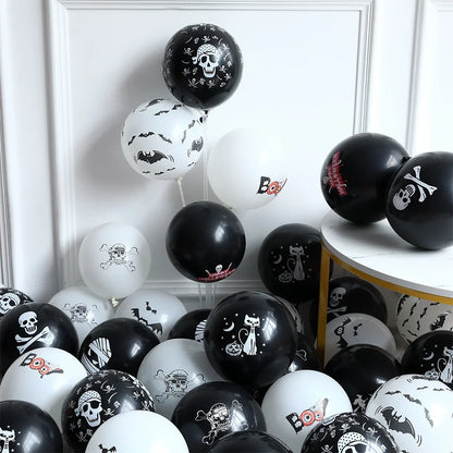 10pcs Halloween Pumpkin Latex Balloons Skeleton Bat Black Cat Ghost Helium Balloon Halloween Party Home Decoration Kids Toys