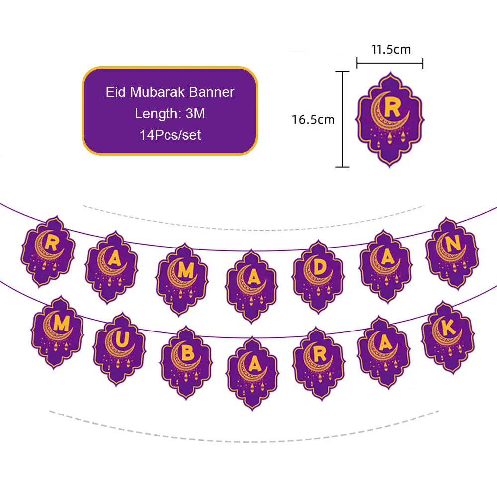 Ramadan Decoration Party Supplies EID Mubarak Paper Plate Cup for Ramadan Mubarak EID Party Home Decoration Islam Muslim Party