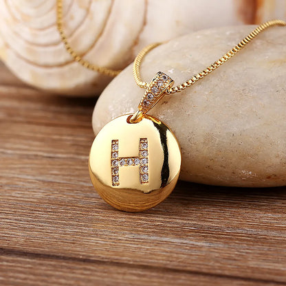 Nidin Women Girls Initial Letter Necklace 26 A-Z Charm Neck Pendants Copper CZ Jewelry Personal