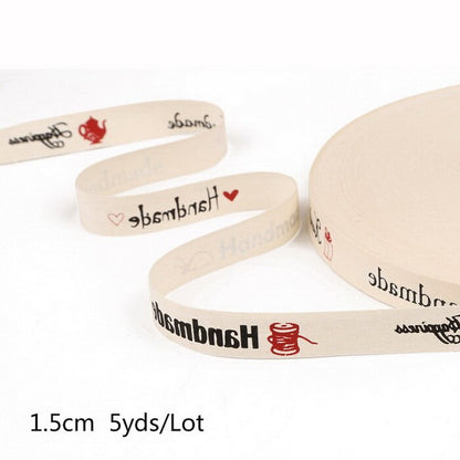 5yards Cartoon Printed Cotton Ribbons Hairbows Christmas Decoration for Home Gif