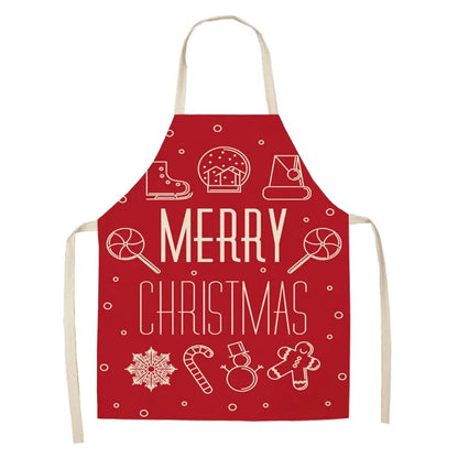 Linen Merry Christmas Apron Christmas Decorations for Home Kitchen Accessories Natal Navidad 2023 New Year Christmas