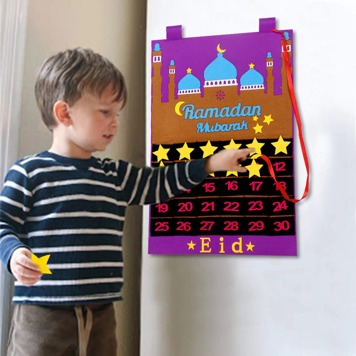 Ramadan Countdown Felt Calendar Eid Mubarak Decorations for Home Islamic Muslim Party Decor Ramadan Kareem Eid Al Adha Kid