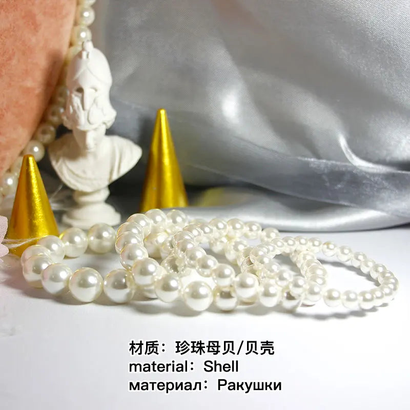 Quality Shell Pearl Bracelet Elastic or Chain Customizable Women's Bracelets of Various Sizes