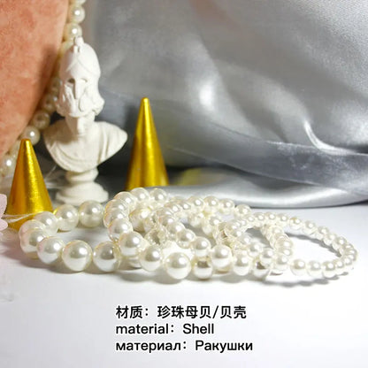Quality Shell Pearl Bracelet Elastic or Chain Customizable Women's Bracelets of Various Sizes