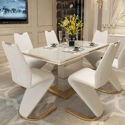 2 Pieces Chairs Modern Simple Z Shape Dining Chair PU Leather Home Living Room Chair Only Chairs (Table Is Not for Sale)